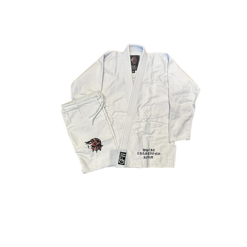 Bjj Jiu Jitsu Gi Kimono By Gitana "Where Champions Roam" Size A2 - White